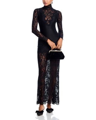 Floral Lace Mock Neck Maxi Dress