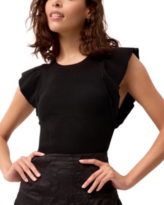 Rory Flutter Sleeve Ribbed Top