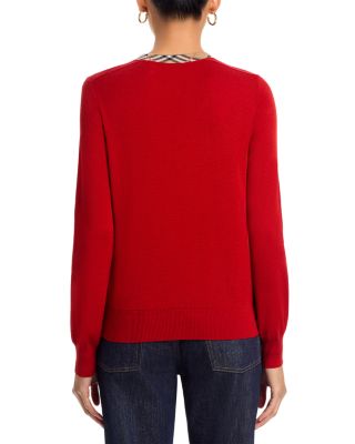 Check Trim Wool Sweater