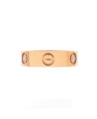  Love 3 Diamonds Band Ring 18K Rose Gold with Diamonds