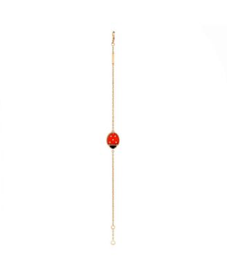  Lucky Spring Ladybug Bracelet 18K Rose Gold with Carnelian and Onyx