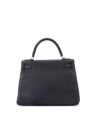  Kelly 28 Handbag Black Togo with Palladium Hardware