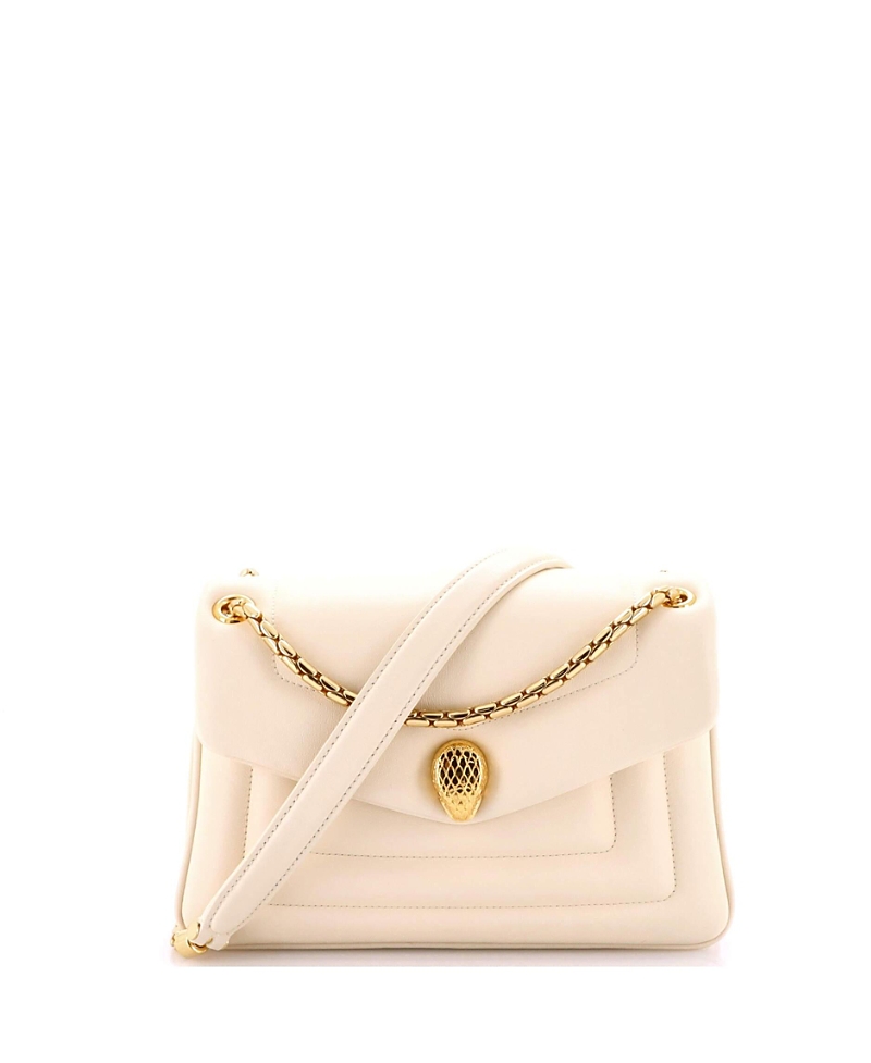 Pre-owned Pre-owned Bvlgari Bvlgari Small Serpenti Reverse Shoulder Bag Leather In Neutral
