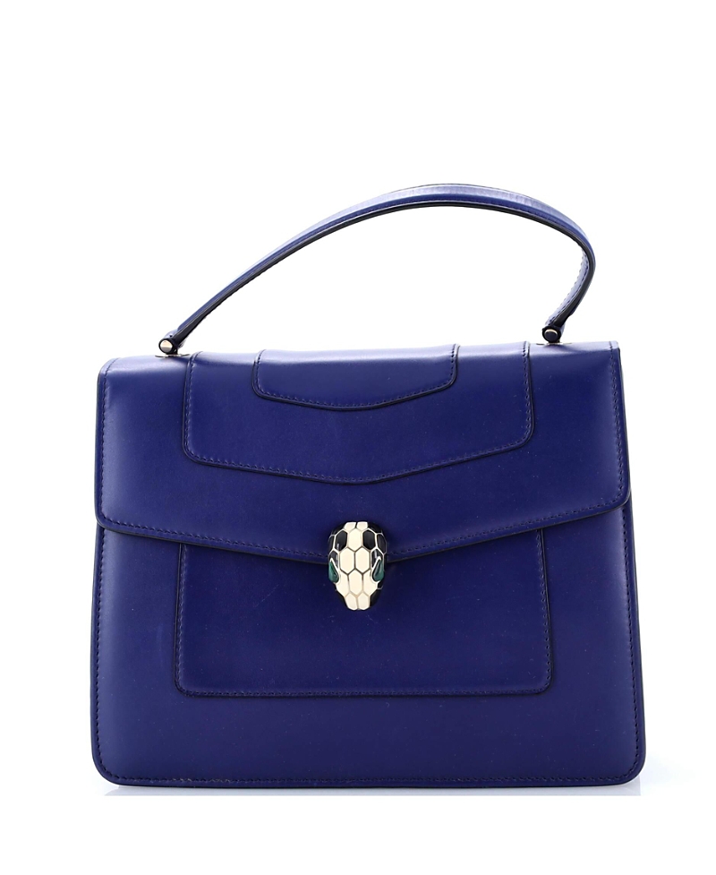 Pre-owned Pre-owned Bvlgari Bvlgari Medium Serpenti Forever Top Handle Bag Leather In Blue