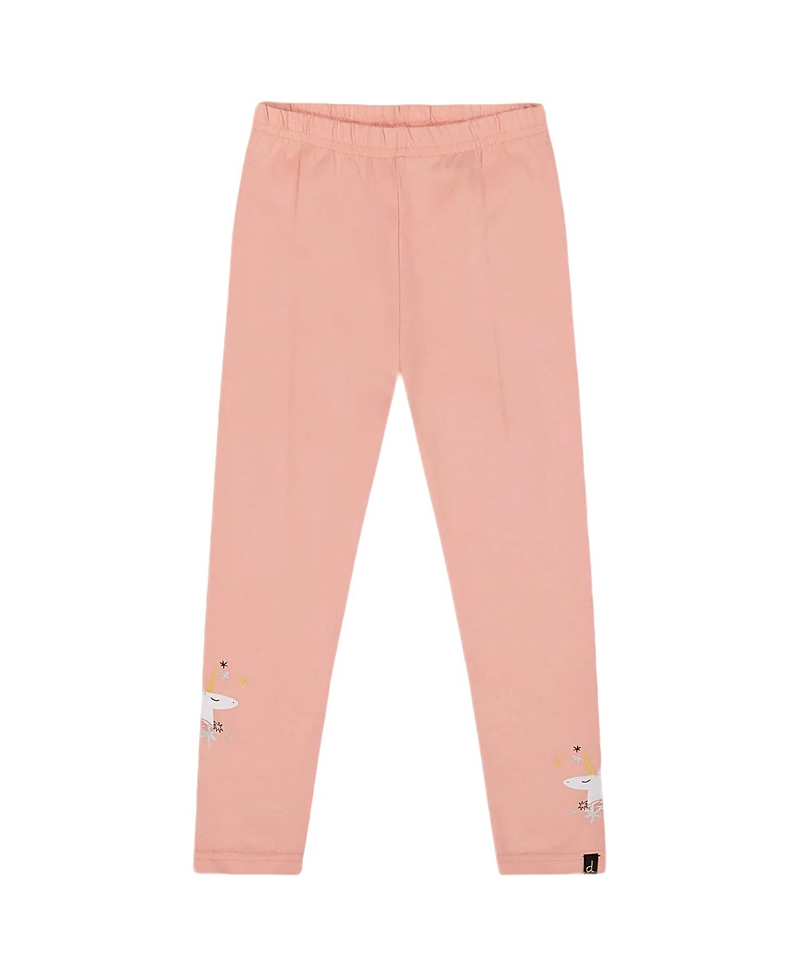 Deux Par Deux Organic Cotton Leggings With Unicorn In Pink