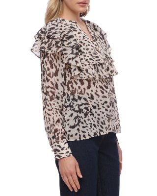 Printed Flutter Yoke Blouse