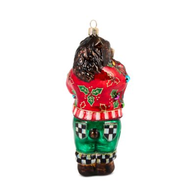 Deck The Halls Bear Glass Ornament