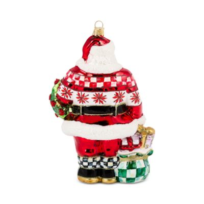 Cozy Sweater Santa Glass Ornament 