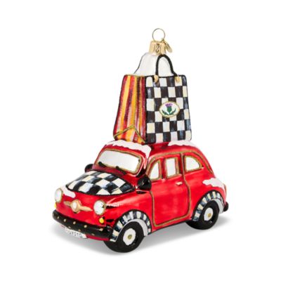 Christmas Shopping Car Glass Ornament