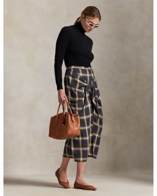 Plaid Tie Front Skirt