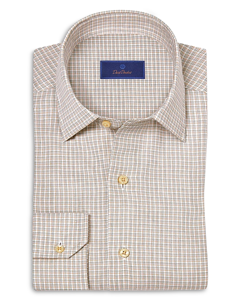 David Donahue Printed Sport Shirt In Neutral