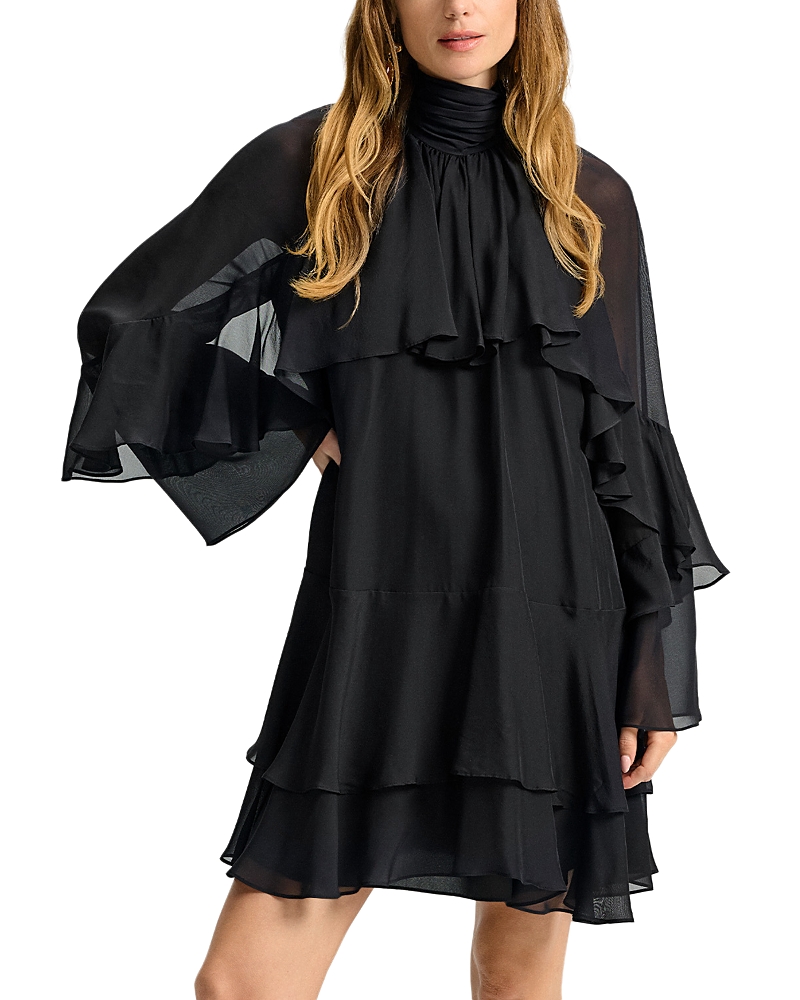 Veronica Beard Adlington Silk Mini Dress In Black