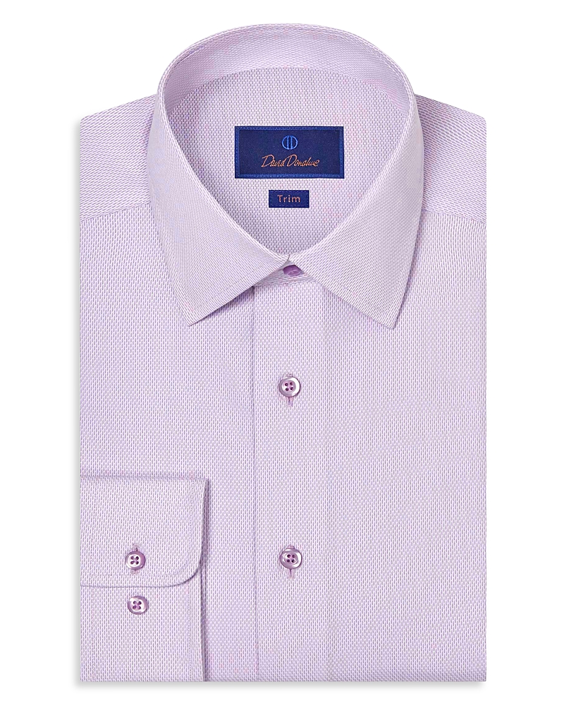 David Donahue Trim Fit Micro Dobby Cotton Dress Shirt In Pink