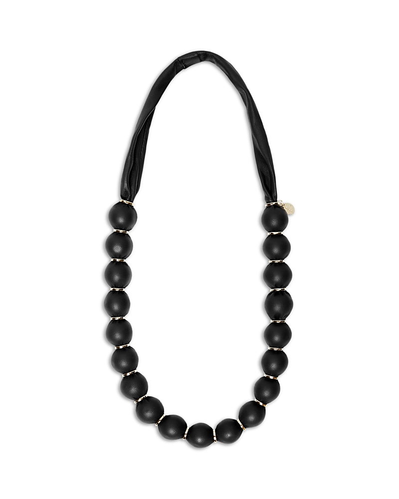 Weekend Max Mara Fachiro Leather Maxi Ball Necklace In Black