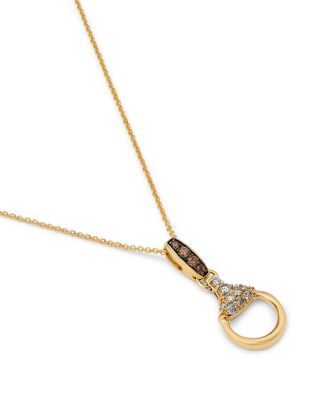 Multicolor Diamond Drop Circle Pendant Necklace in 14K Yellow Gold, 0.22 tcw