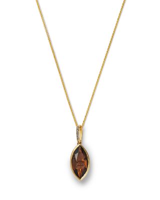Smoky Quartz & Multicolor Diamond Pendant Necklace in 14K Yellow Gold, 20"