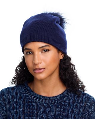 Cashmere Faux Fur Pom Pom Hat