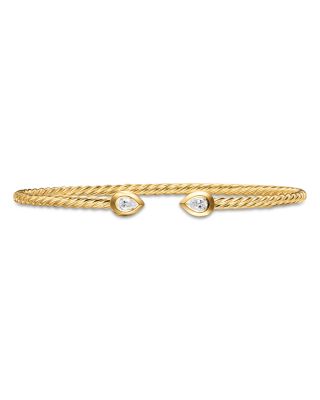 Modern Renaissance&reg; Pear Cablespira&reg; Bracelet in 18K Yellow Gold with Diamonds, 2.6mm
