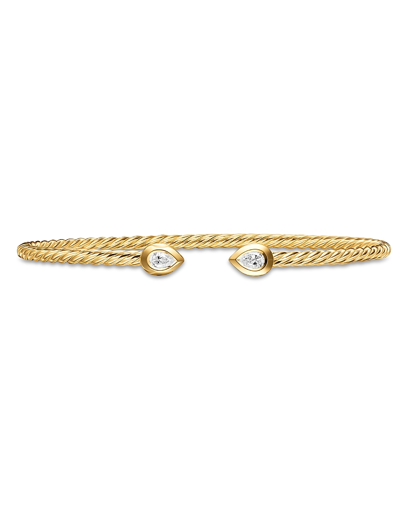 Modern Renaissance Pear Cablespira Bracelet in 18K Yellow Gold with Diamonds, 2.6mm