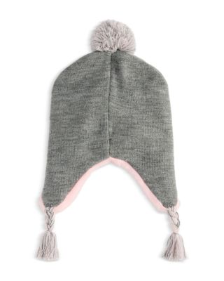 Girls' 3D Satin Bows Earflap Hat & Mittens Set - Little Kid