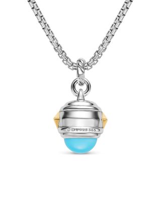 Renaissance&reg; Amulet in Sterling Silver with 14K Yellow Gold, Turquoise, Madeira Citrine and Tsavorites, 29mm