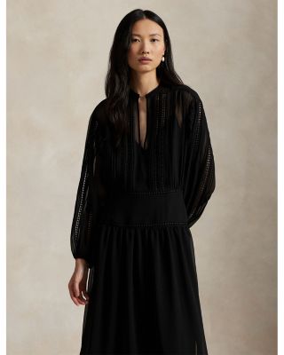 Lace Trim Georgette Dress