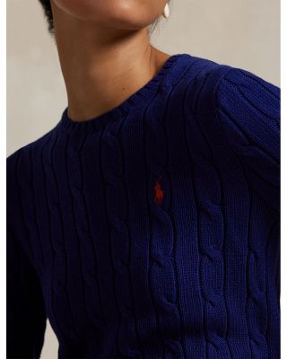 Cable Knit Cotton Crewneck Sweater