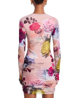 Mirza Long Sleeve Ruched Skirt Mini Dress