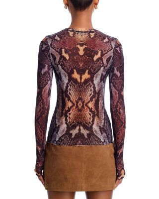 Kaylee Snakeskin Print Mesh Top