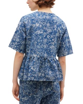 Tapestry Denim Peplum Top