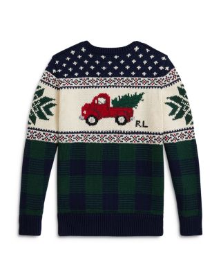 Boys' Truck Intarsia Cotton Sweater - Little Kid