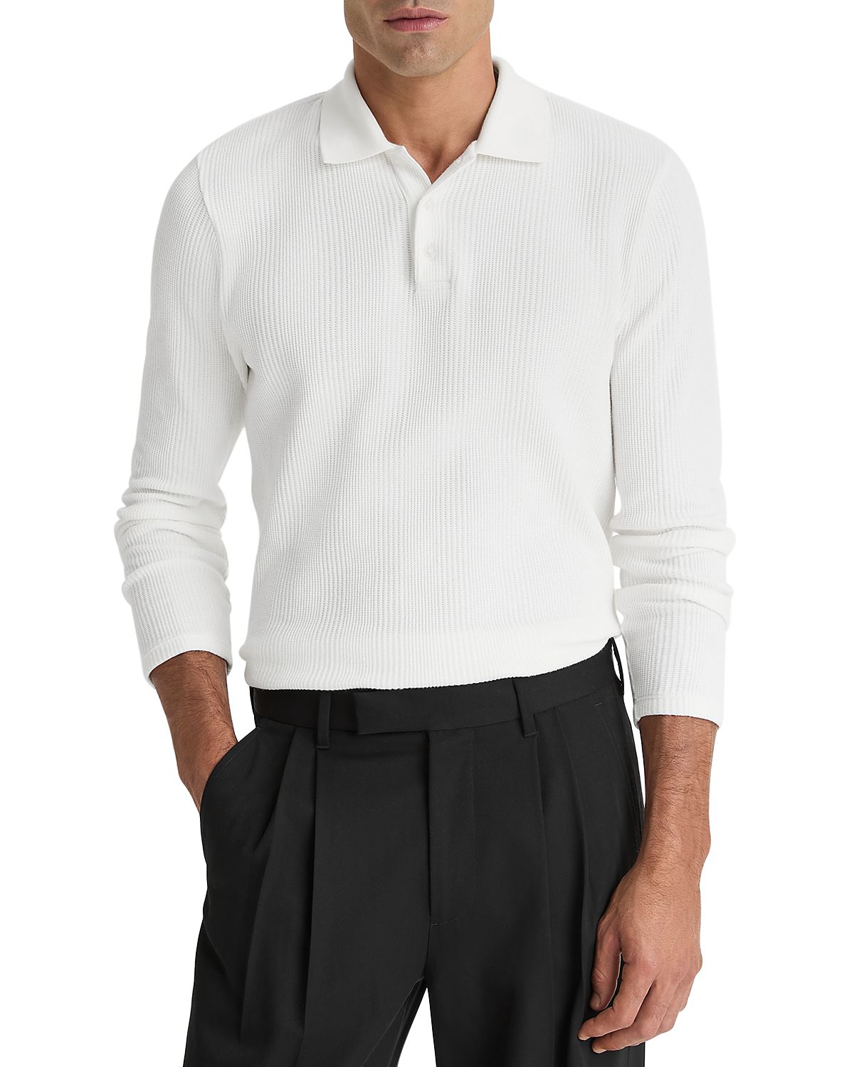 Vince Variegated Texture Long Sleeve Polo