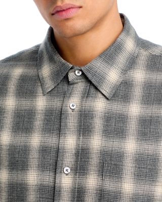 Cotton Straight Hem Plaid Button Down Shirt
