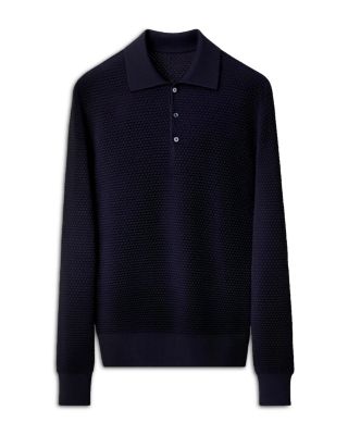 Merino Popcorn Stitch Polo Sweater