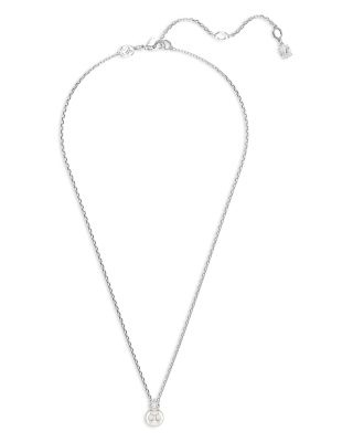 Matrix Crystal & Imitation Pearl Pendant Necklace, 14.87"-17.75"