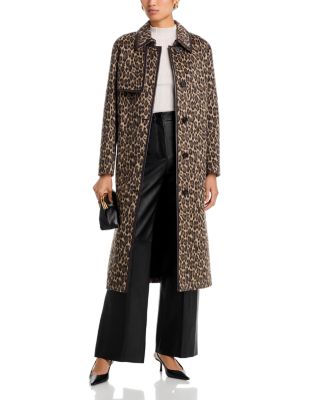 Zeva-A Long Wool Coat With Leather Trim