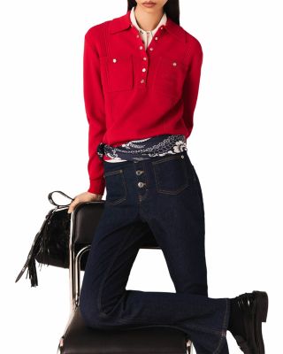 Polo Collar Sweater with Embroidery