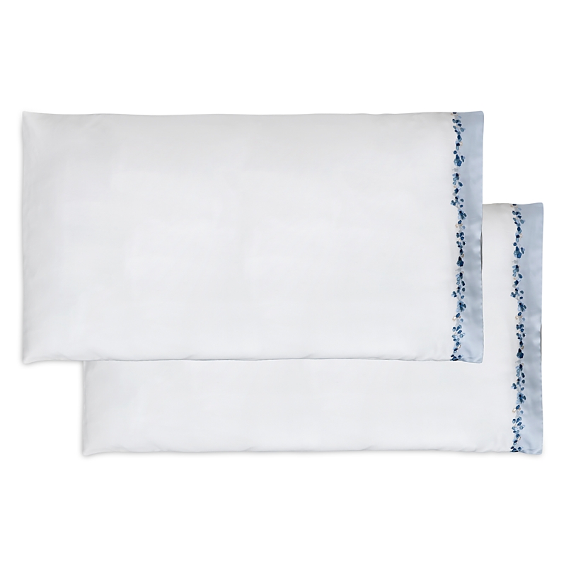 Dea Luxury Linens Incanto Embroidery King Pillowcase, Pair In Blue