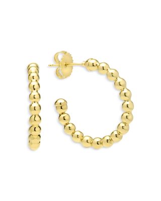 18K Yellow Gold Caviar Gold Beaded Hoop Earrings