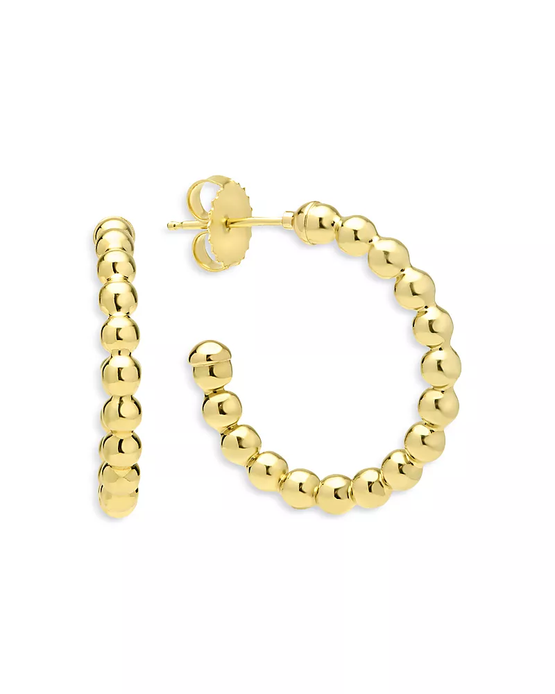 Lagos 18K Yellow Gold Caviar Gold Beaded Hoop Earrings