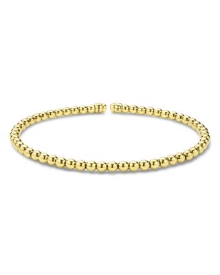 18K Yellow Gold Caviar Gold Bead Flex Bangle Bracelet