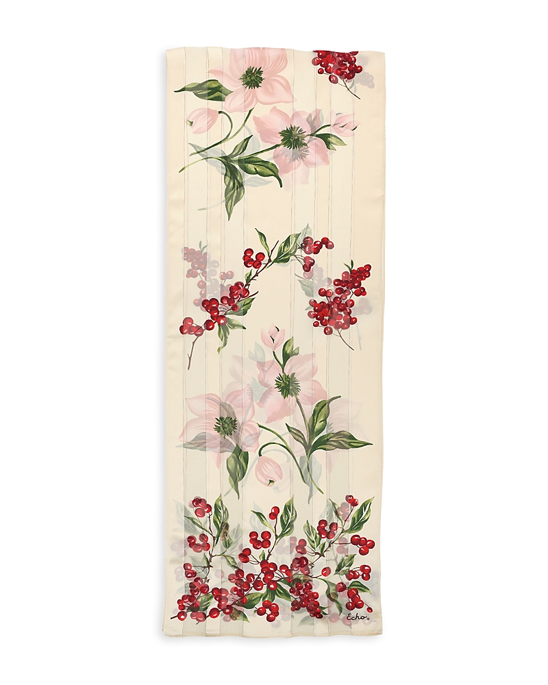 Echo Amaryllis Silk Scarf In White