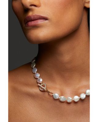 Poppy Cultured Freshwater Pearl Coin Collar Necklace, 17"