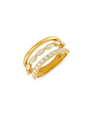18K Yellow Gold My Etho II Diamond Triple Row Openwork Ring