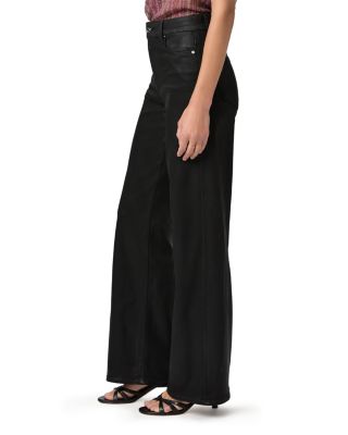 Anessa High Rise Coated Wide Leg Jeans in Black Fog