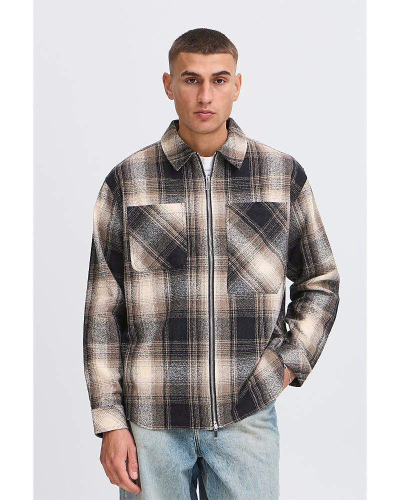 Solid ! Rikki Plaid Zip Shirt In Blue