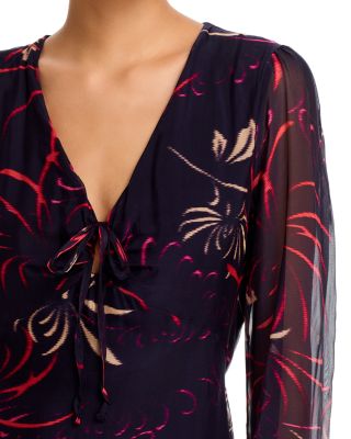 Printed V Neck Dress