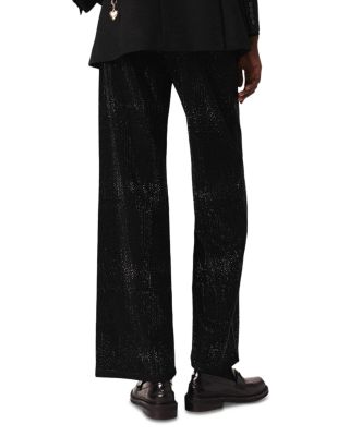 Mid Rise Embellished Wide Leg Jeans in Black