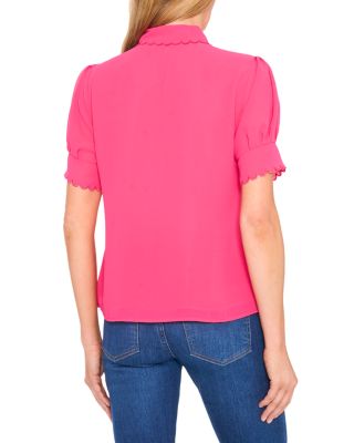 Scalloped Button Front Blouse