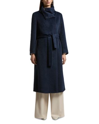 Long Stand Collar Belted Coat